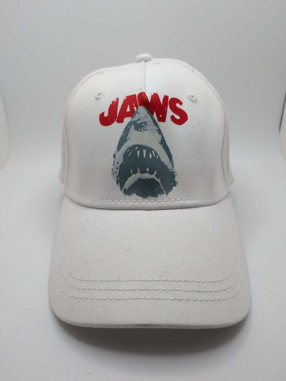 Universal Studios Jaws Movie White Baseball Cap Hat Shark Graphic